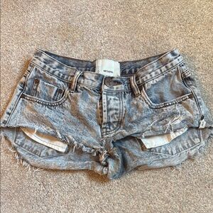 One Teaspoon Gray Distressed Jean Shorts
